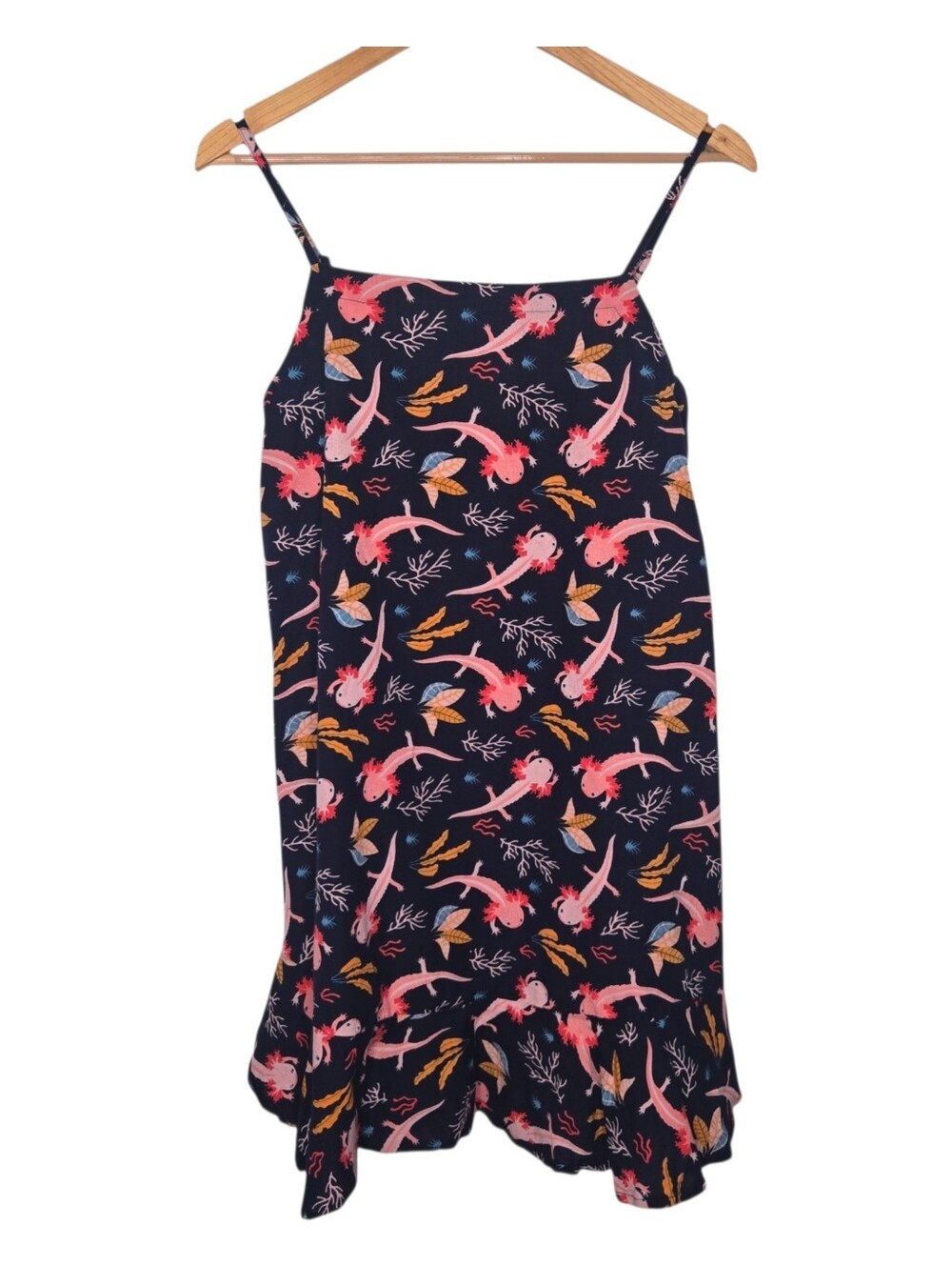 Attic Salt Womens Pink Salamander Coral Reef Print Drop Waist Sun Dress Large